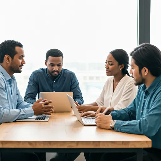 Friendly Hill Bookkeepers team collaborating together in a bright, modern office