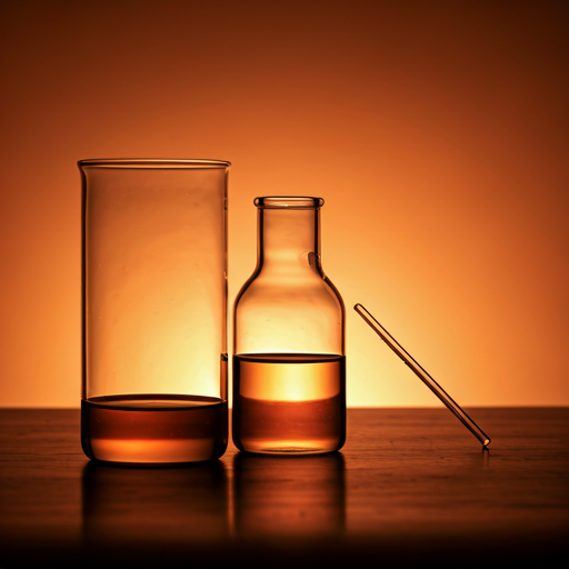 Abstract artistic representation of clinical glassware and warm terracotta tones blending with soft white textures in a professional studio setting
