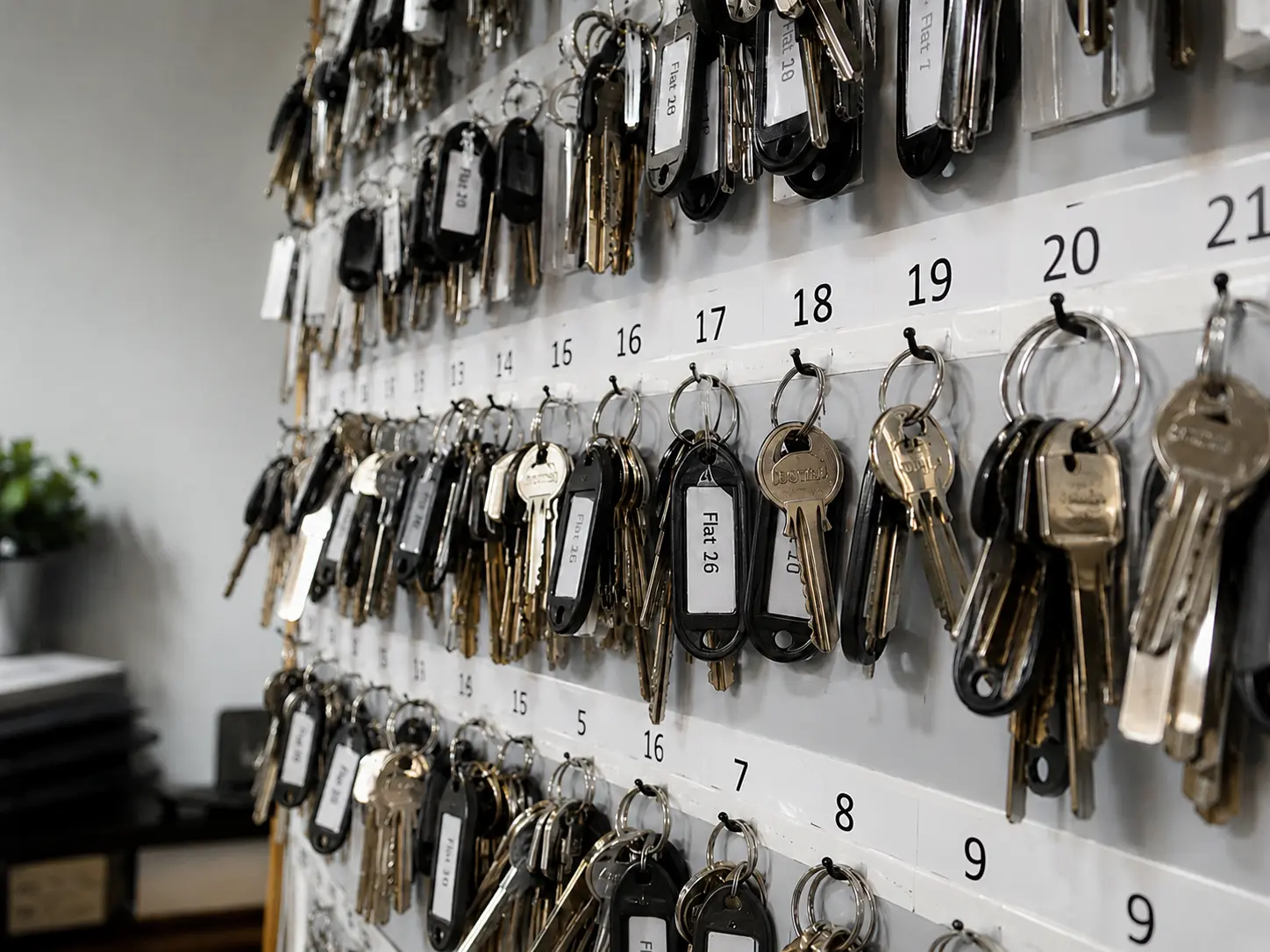 Letting agent reviewing property records and bookkeeping reports