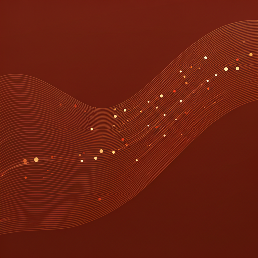 Minimalist abstract pattern with flowing lines and rhythmic dots in warm earthy tones representing structured data and movement