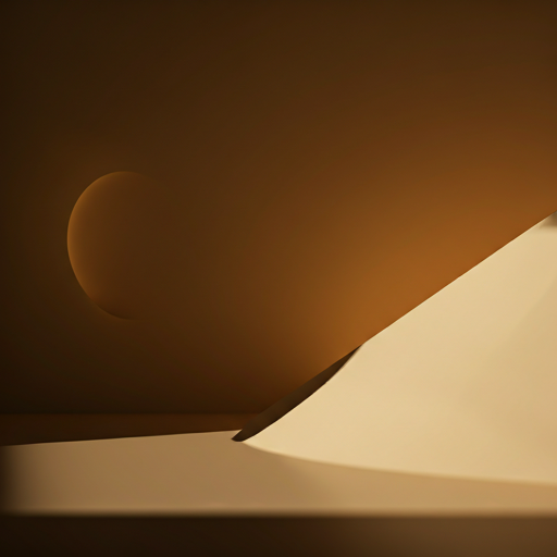 Minimalist abstract photograph of soft beige dunes under warm sunlight with deep shadows and clean architectural lines