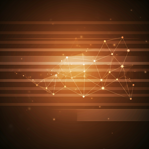 Professional abstract visualisation of glowing digital nodes and connected lines in a warm amber and clay colour palette