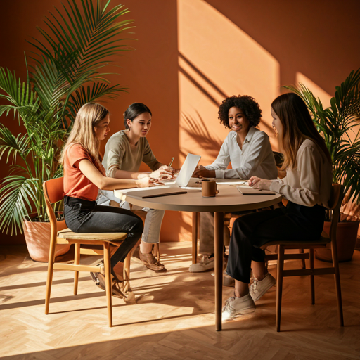 Warm collaborative technology office meeting